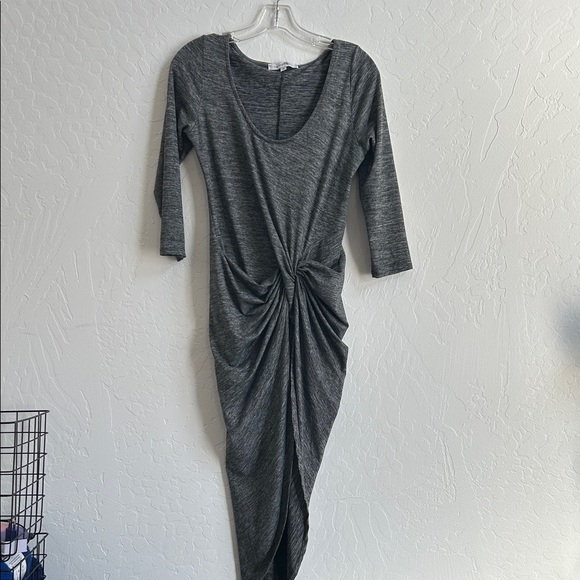 Heather Gray Asymmetrical Knot Dress - Picture 2 of 3